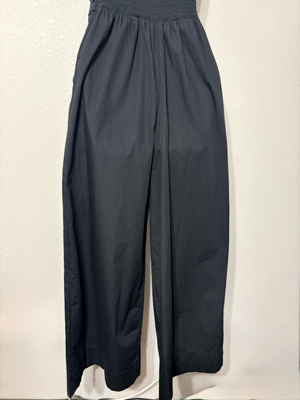Band of the Free Strapless Black Wide-Leg Jumpsuit w Pleated Bodice Smocked Back - Picture 7 of 15